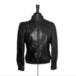Vintage Berman's Black Moto Leather Jacket Size 14